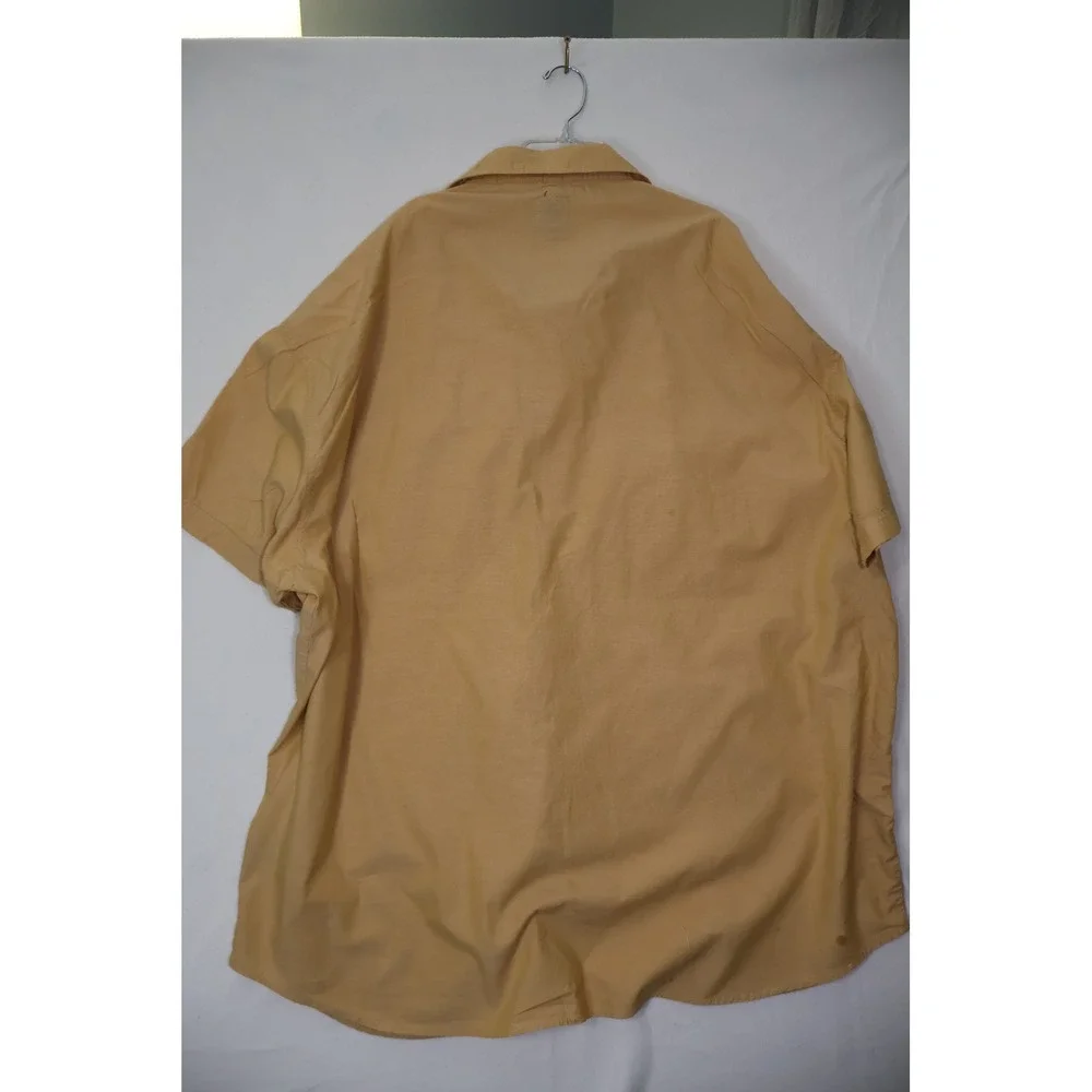 Enyce Mens 4X Short Sleeve Button‎ Up Shirt Tan Khaki Cotton Streetwear 4XL